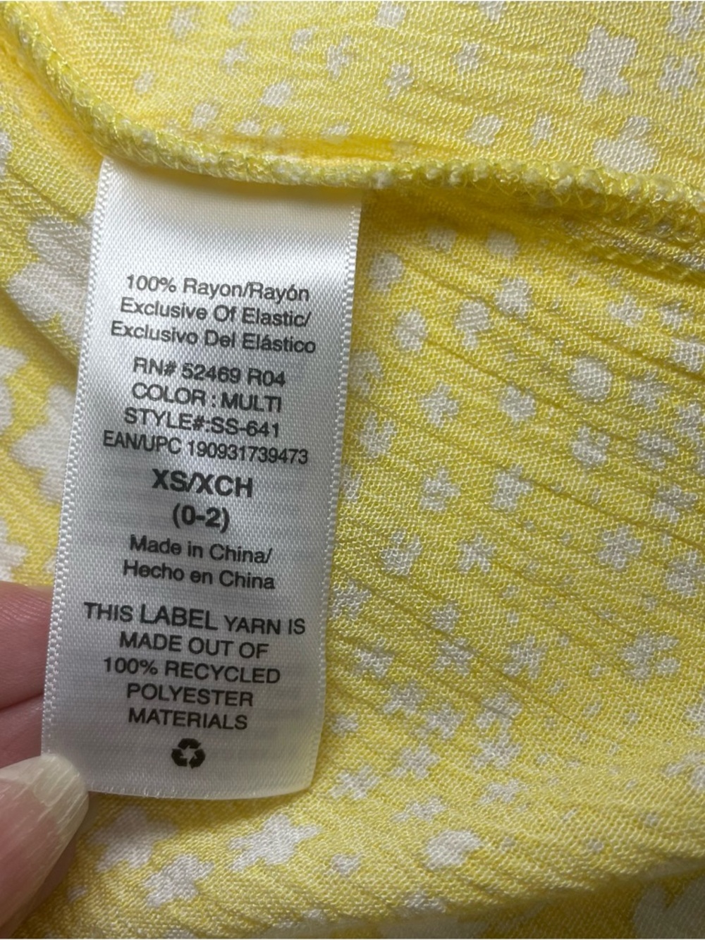 SCOOP Yellow Floral Smocked Blouse Ruffle Sleeves Lightweight Summer Top Size XS - Picture 11 of 12